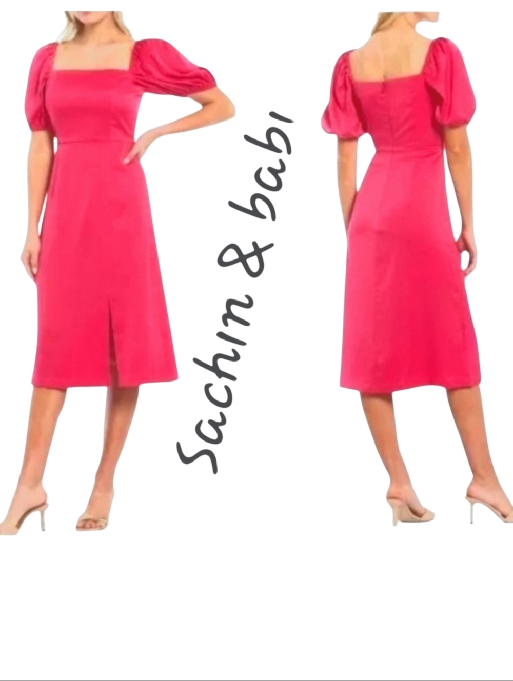 Sachin & Babi Women's Fuchsia Regencycore Midi Coquette Barbiecore Dress Sz 12